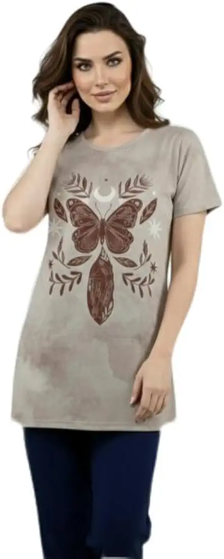 plush women's printed cotton tunic t‑shirt