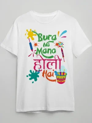 eshaaver holi printed white t shirt graphic casual t shirt