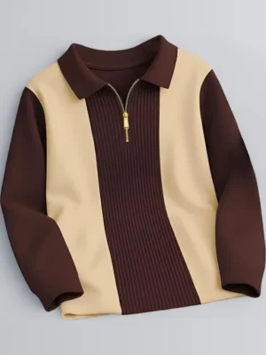 ausk zip neck t shirt for men cotton blend casual long sleeve