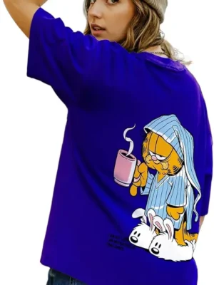 bewakoof x garfield women's lazy garfield graphic printed cotton t shirt