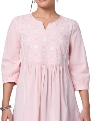 amazon brand myx women's cotton embroidered kurti
