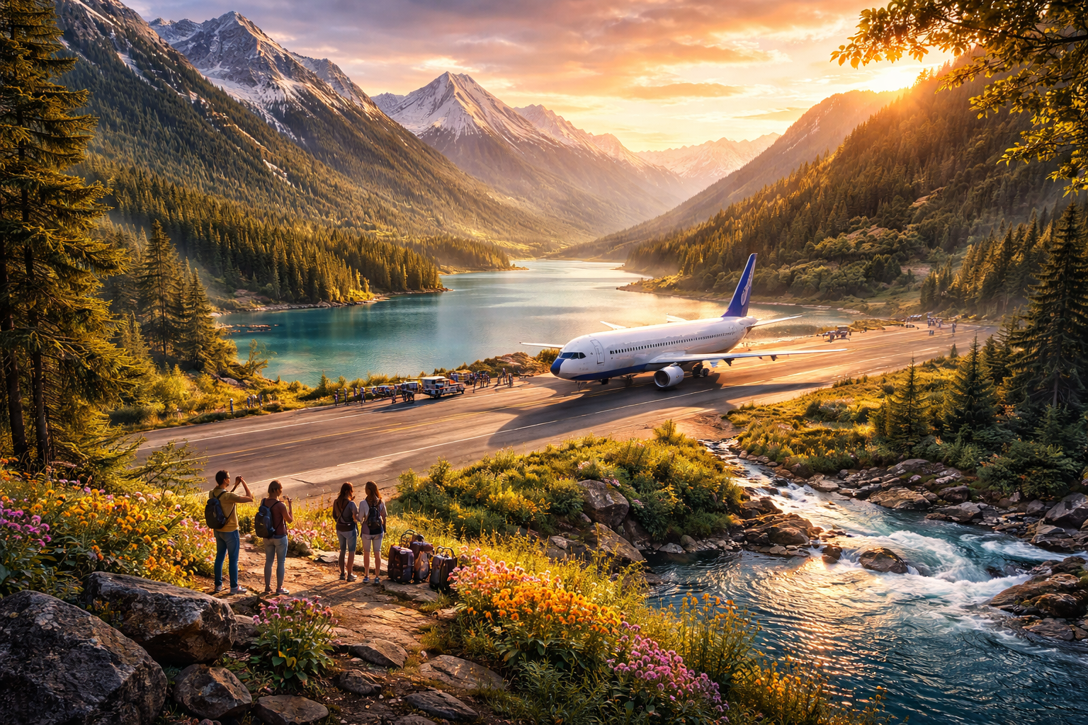 mountain airport scenic airplane runway